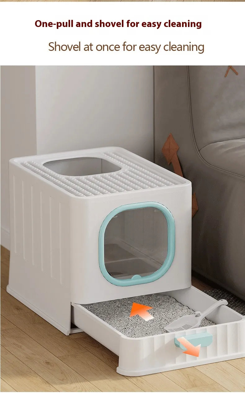 Folding Enclosed Cat Litter Box