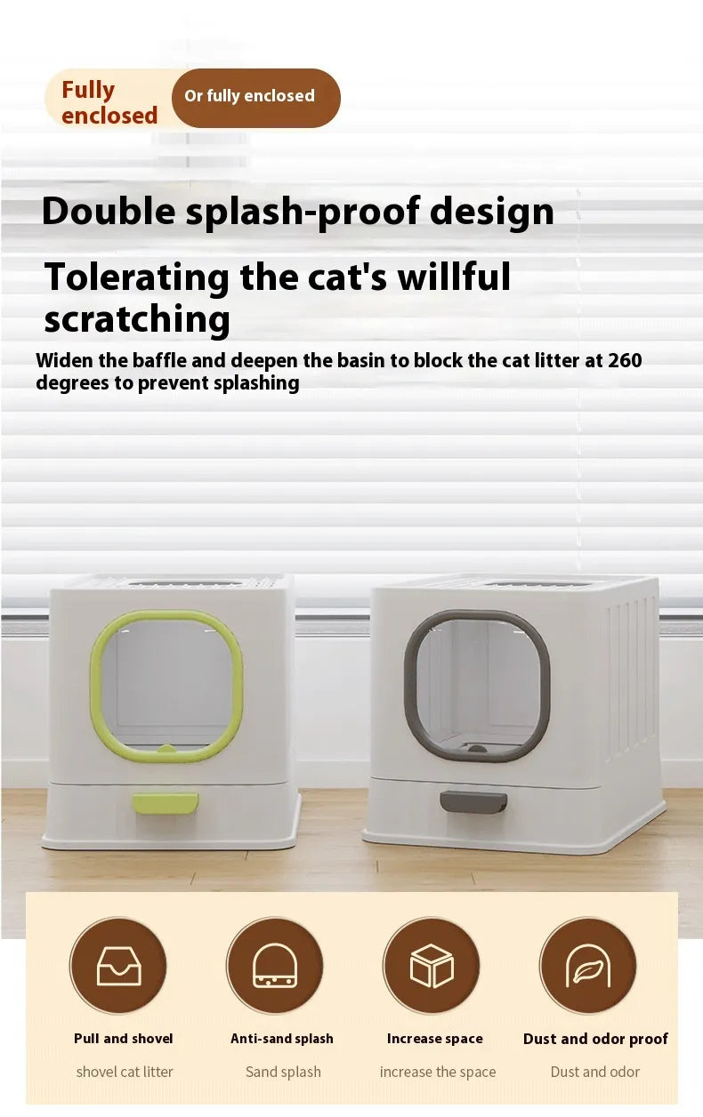 Folding Enclosed Cat Litter Box